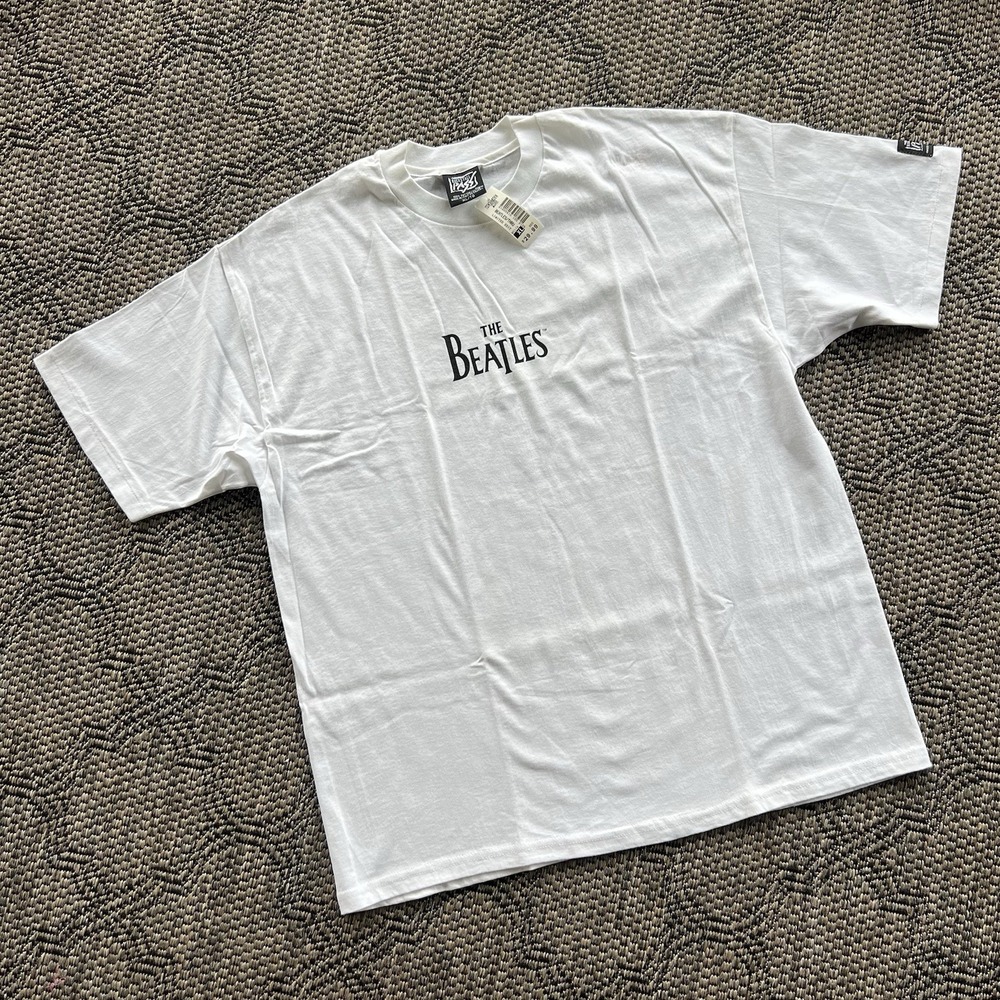 Vintage Beatles Shirt Men's XL White NOS NWT 80s Backstage Pass Apple Band